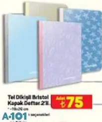 TEL DİKİŞLİ BRİSTOL KAPAK DEFTER 2'Lİ